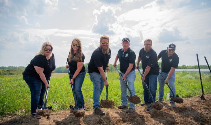 Staff at the SMSC Organic Recycling Facility breaking ground at the new Dakota Prairie Recycling Facility